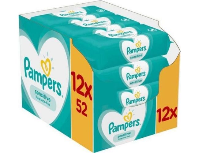 Pampers Sensitive Monthly Βοx Μωρομάντηλα 624τεμ (12x52τεμ)
