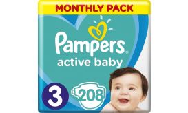 Pampers Πάνες Active Baby (208τεμ) No3 (6-10Kg) Monthly Pack