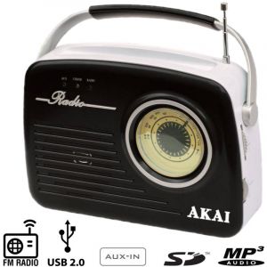 Akai APR-11B Retro Ραδιόφωνο Με USB Μαύρο