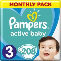 Pampers Πάνες Active Baby (208τεμ) No3 (6-10Kg) Monthly Pack